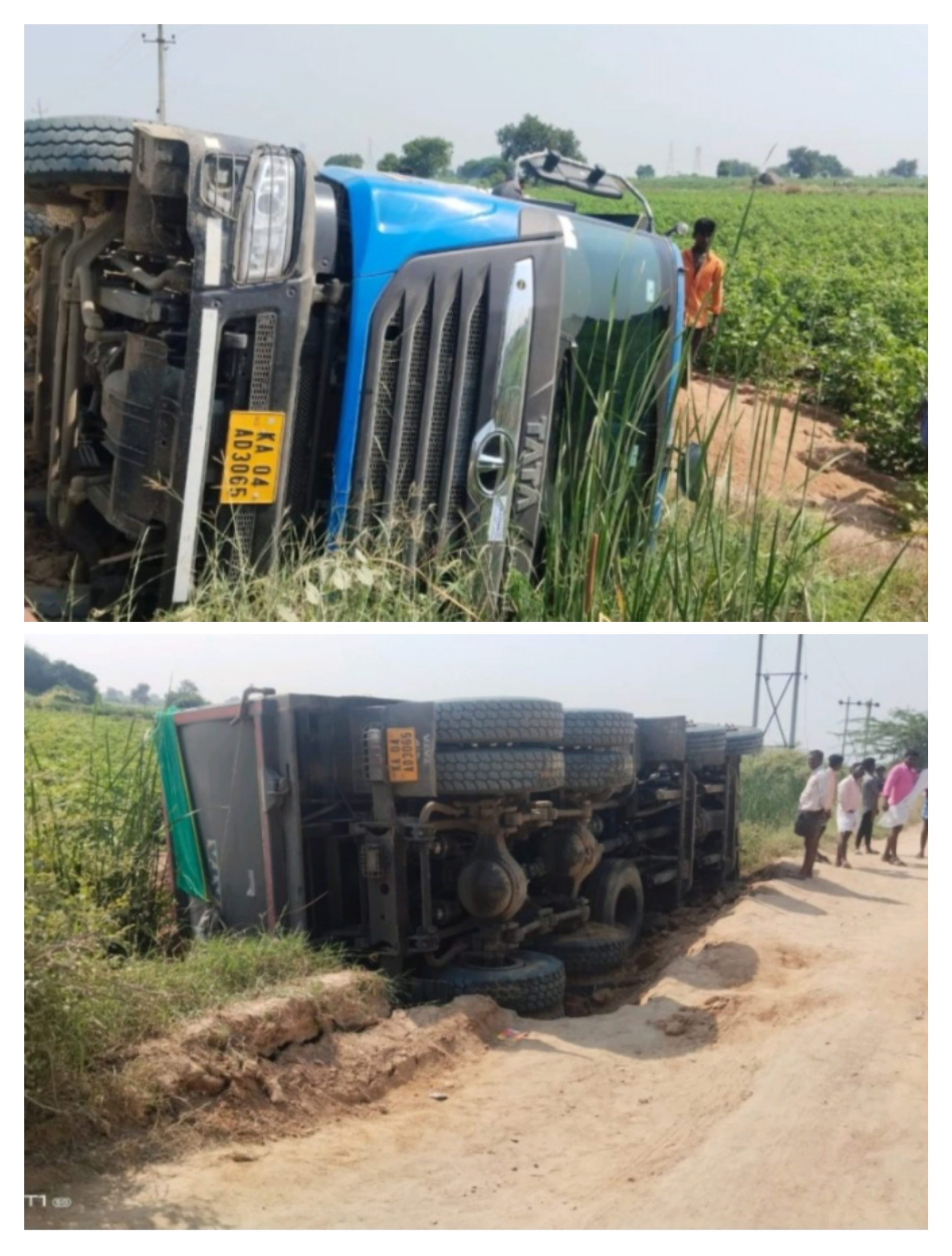 ಮರಳು ಸಾಗಿಸುತ್ತಿದ್ದ ಟಿಪ್ಪರ್ ಪಲ್ಟಿ ಚಾಲಕನಿಗೆ ಗಾಯ