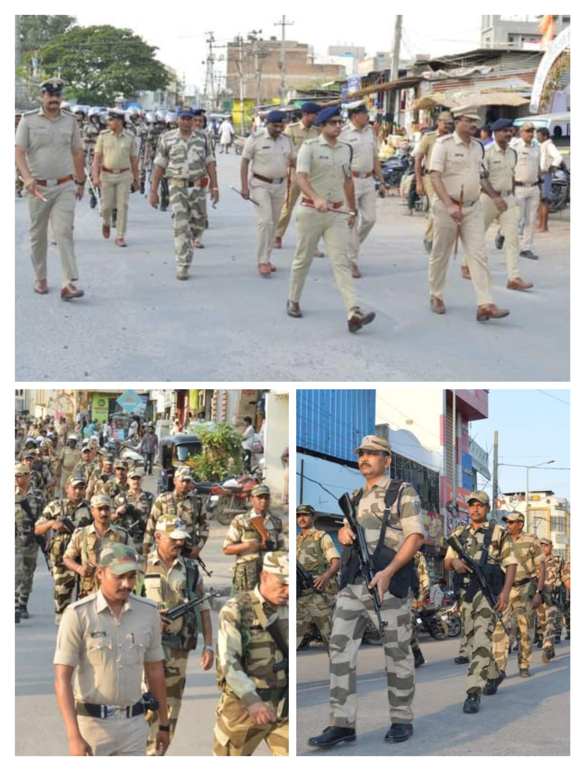 ಲೋಕಸಭೆ ಚುನಾವಣೆ ಹಿನ್ನೆಲೆ, ಅರೆಸೇನಾ, ಪೋಲಿಸರಿಂದ ಪಥ ಸಂಚಲನ